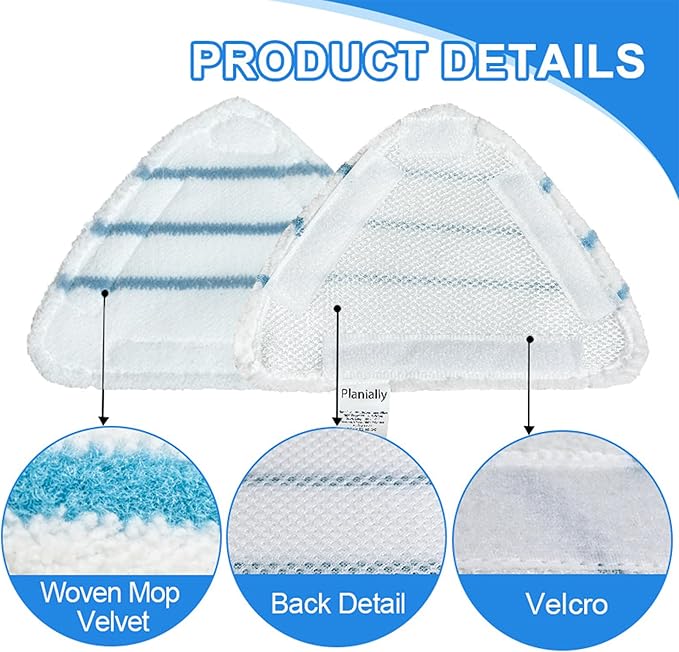 Reusable Steam Mop Pads Set, 4 Pack Steam Mop Pads & 4 Universal Microfiber