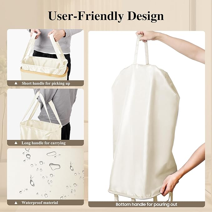 Slim Laundry Hamper, 60L Waterproof Narrow Laundry Basket