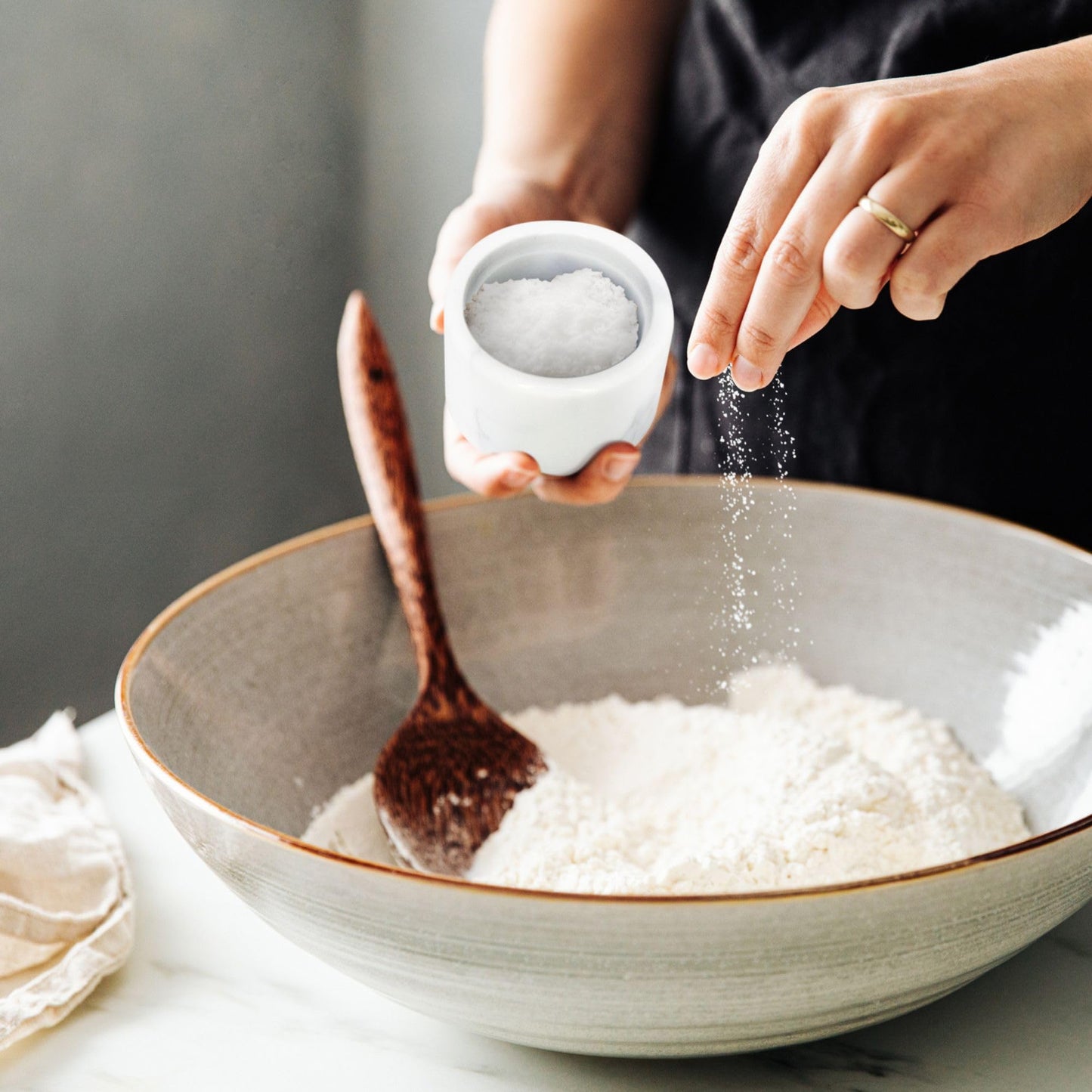 Flexzion Marble Salt Cellar with Lid, Multi-Purpose Marble Container for Salt, Pepper, Paprika and Powdered Herbs, Salt Containers for Countertop, Box for Jewelry, Watches & Accessories (White)