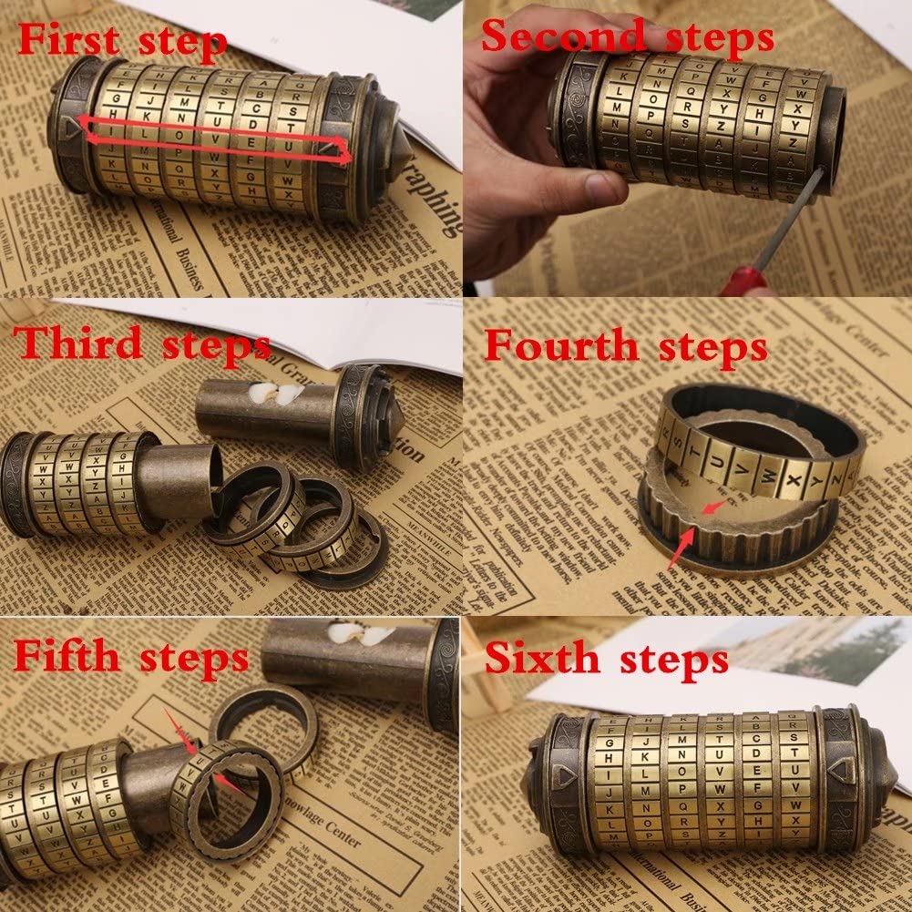 Cryptex Puzzle Boxes Da Vinci Code Mini Cryptex Lock with Hidden Compartments Anniversary Valentine's Day Mysterious birthday gifts for family and friends