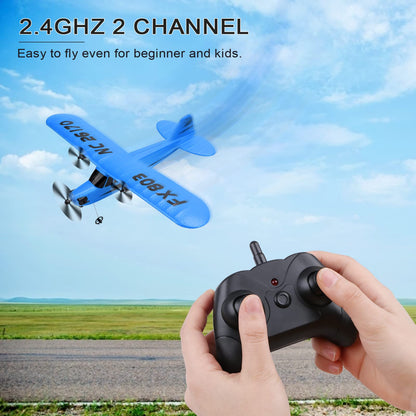 Makerfire RC Airplane FX-803 RTF RC Plane 2.4GHz 2CH Built-in 6-Axis Gyro EPP Remote Control Airplane Glider Easy to Fly for Beginner Adults Kids (Blue)