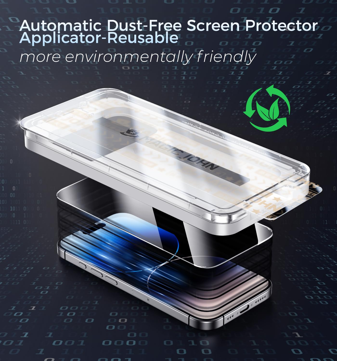 MAGIC JOHN 3rd Gen Upgraded for iPhone 16ProMax Privacy Screen Protector 6.9 Inch,25°Anti-Spy Screen,Shockproof Tempered Glass,Auto Dust-Removal,Bubble Free,Easy Installation,2 Pack