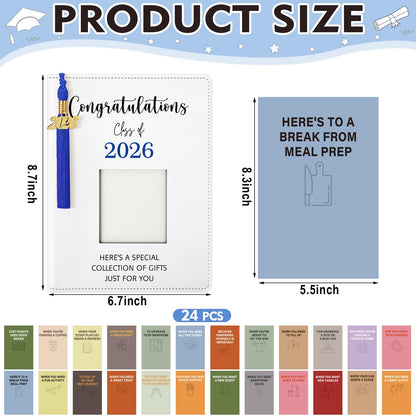 Epakh Blue Class of 2026 Graduation Gifts Card Book with Tassels, Congratulations Grad PU Leather Cover Photo Album Keeper Organizer Books with 24 Pages for College High School Survival Kit