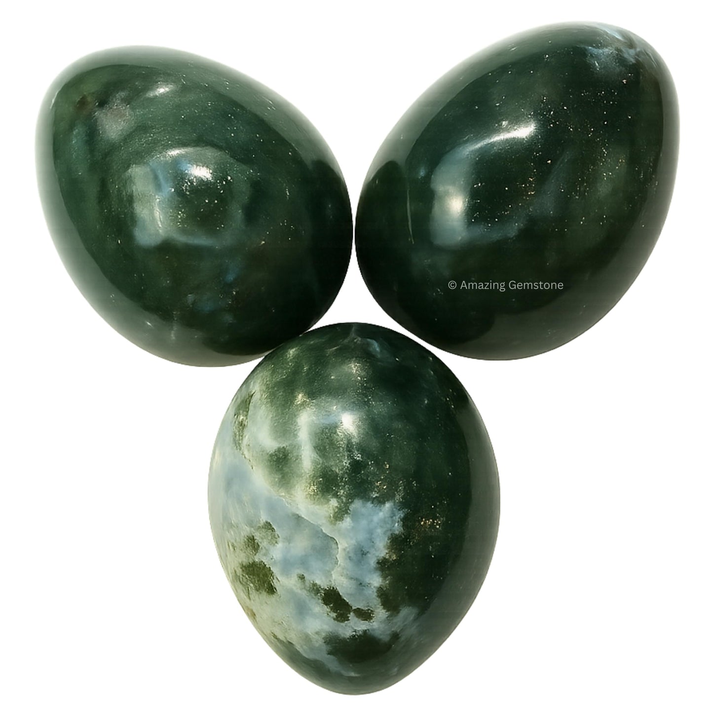 Amazing Gemstone Moss Agate Crystal Yoni Egg, 2 Inches - Premium Crystals and Healing Stones Yoni Egg for Pelvic Floor Health, Natural Healing Crystal Eggs for Meditation and Stress Relief