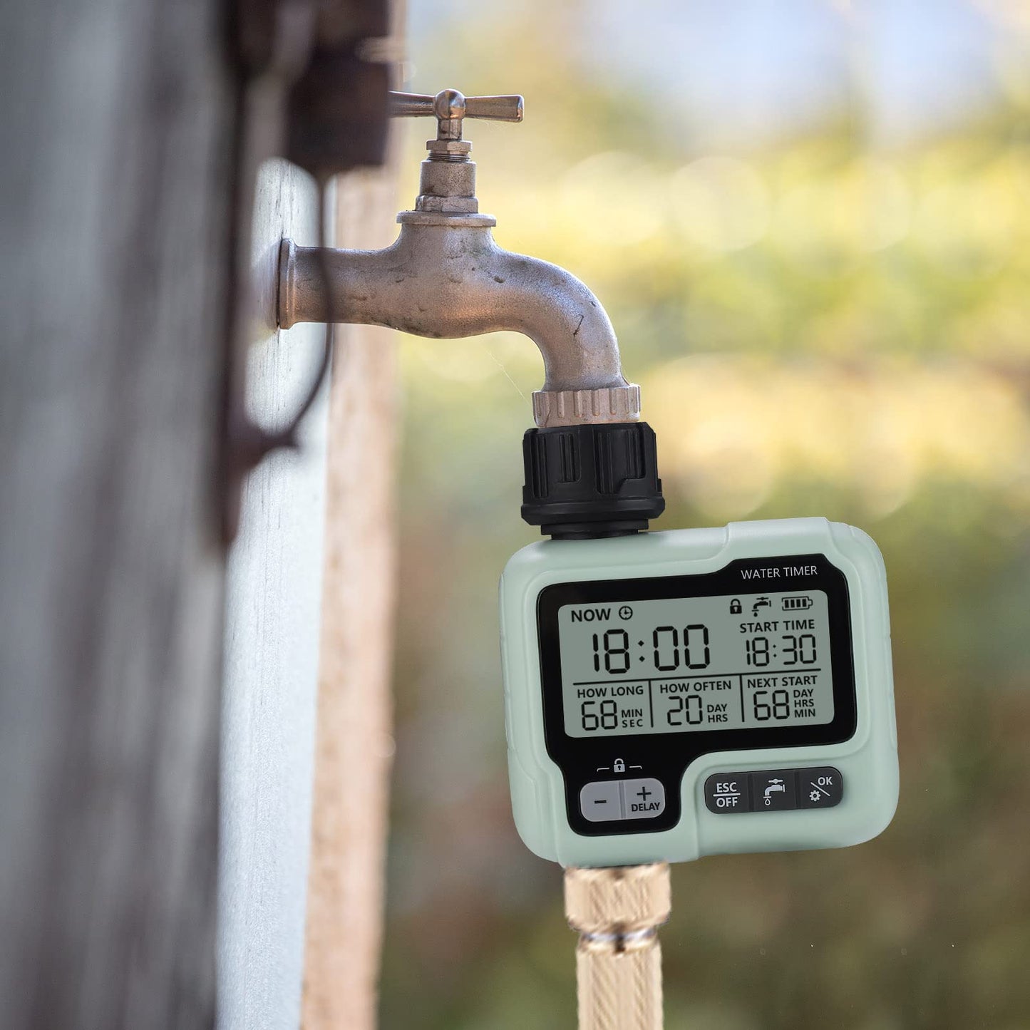 Johgee Water Timer, Watering Computer, Control Irrigation System for Garden Lawn, Automatic Irrigation, Rain Delay, Manual Control and Child Lock