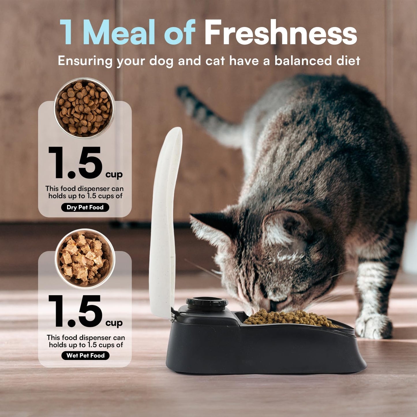Pawise Automatic Cat & Dog Feeder with Ice Pack - 1-Meal Wet & Dry Food Dispenser, 48-Hour Timer, Dishwasher Safe, Perfect for Pets