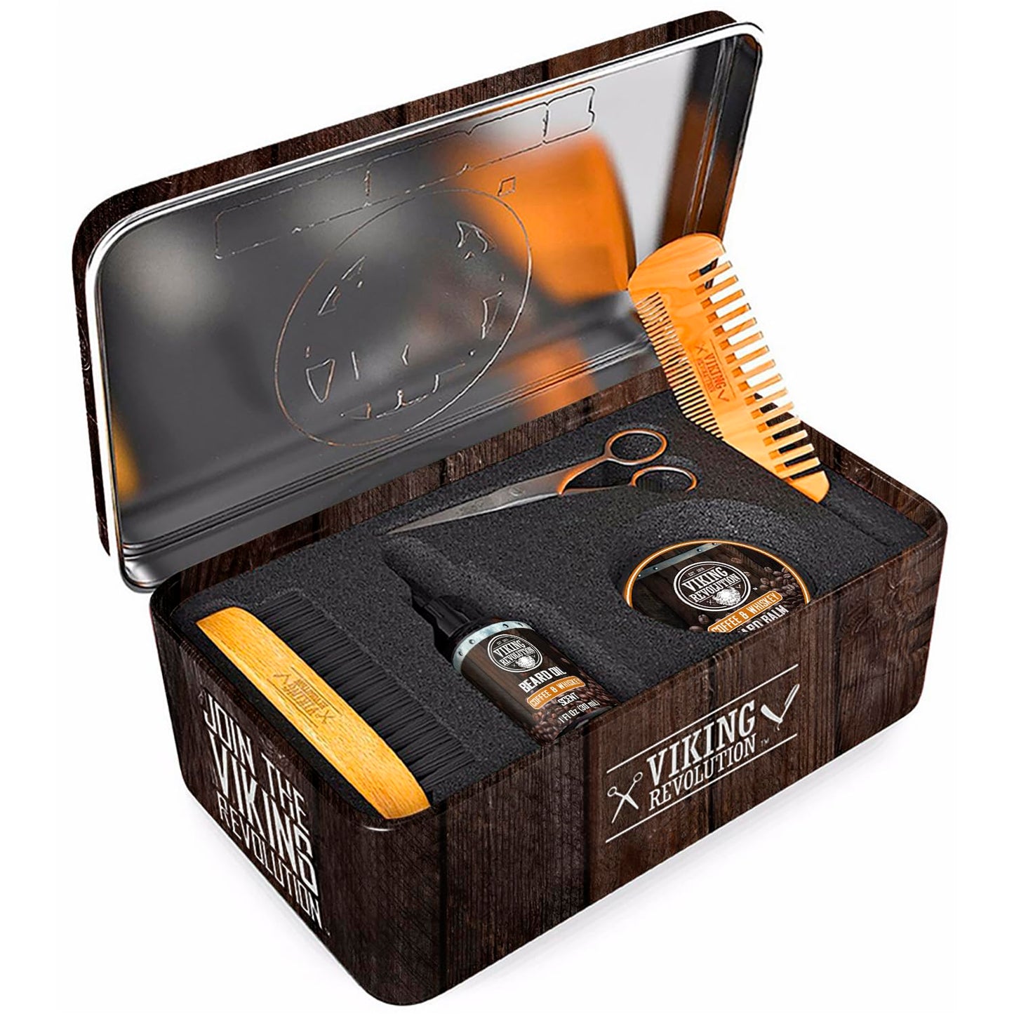 Beard Growth Kit - Oil, Balm, Serum, Derma Roller & Wooden Comb for Beard & Mustache Growth