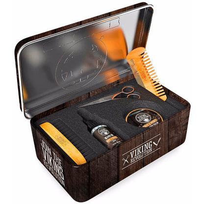 Beard Growth Kit - Oil, Balm, Serum, Derma Roller & Wooden Comb for Beard & Mustache Growth