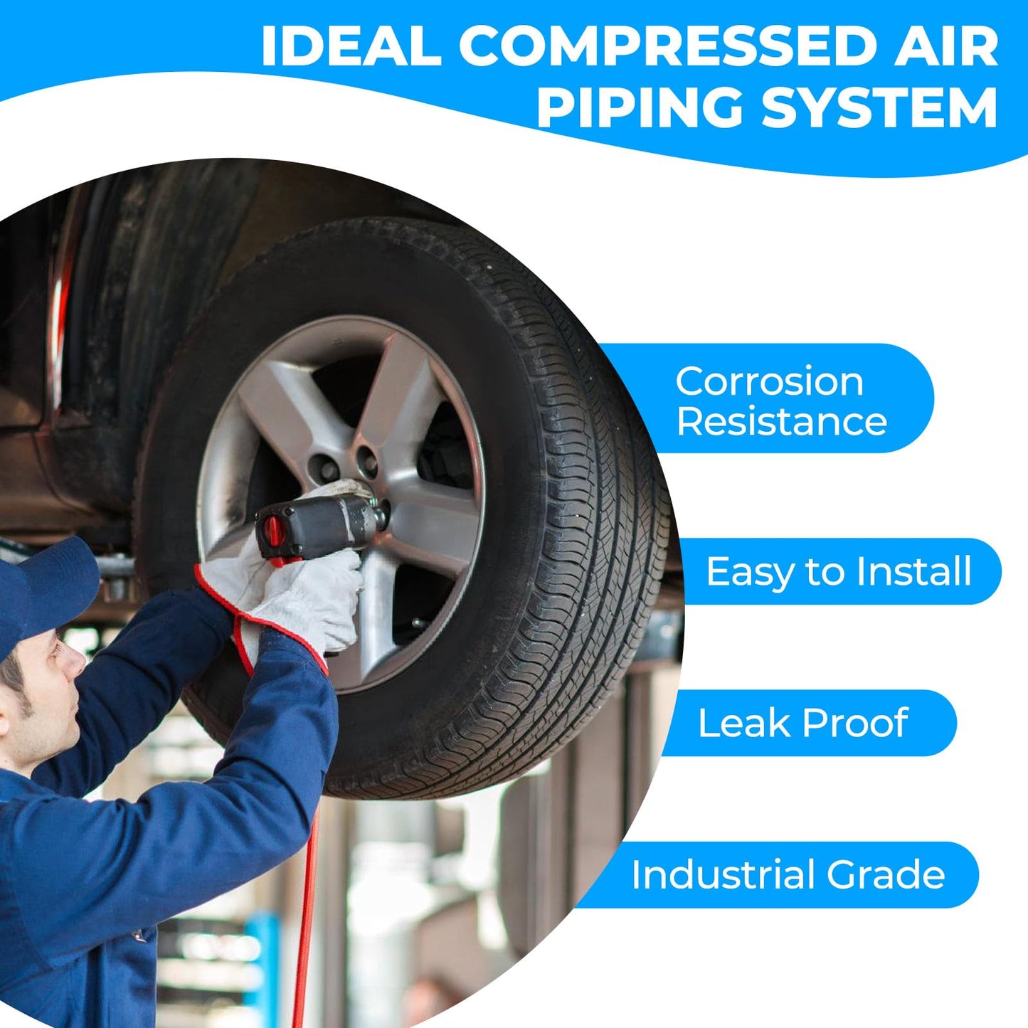 Shop Air Line Kit 3/4"100'&200'&300' HDPE-Aluminum-HDPE Air Tubing Kit for Compressor Accessories, Leak-Proof & Easy to Install Piping System for Garage