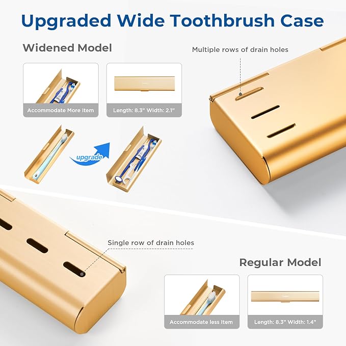 Wider Aluminum Toothbrush Travel Case, Portable Travel Toothbrush Holder