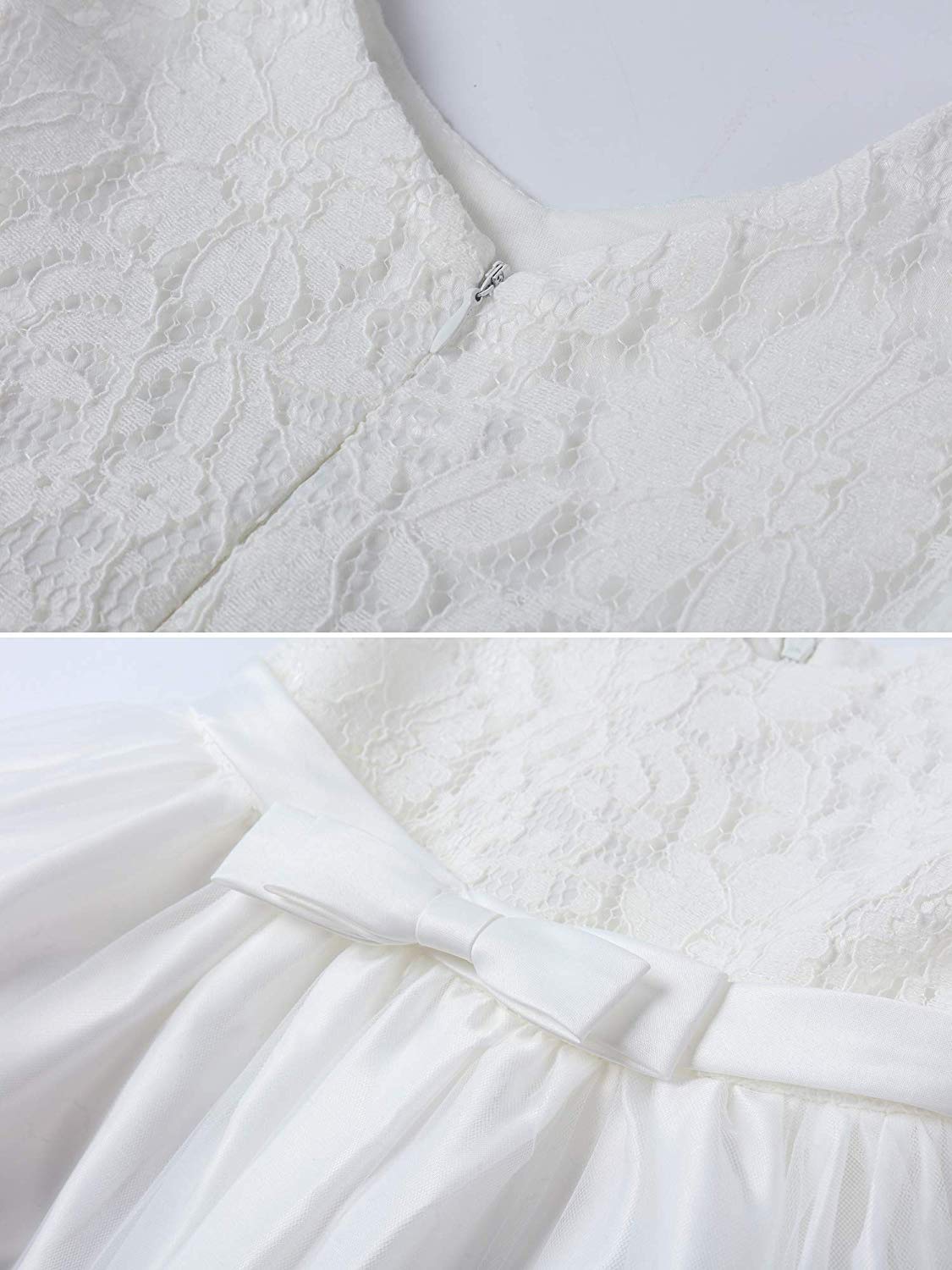 Toddler Baby Girls Formal Dresses Infant Bowknot Embroidery Tutu Lace Gown Dress Kids Pageant Party Wedding Birthday Flower Dresses Size 2T 3T (White 90)