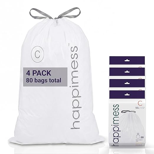 happimess 13.2 Gallon Drawstring Trash Bags, Heavy Duty LDPE Liners