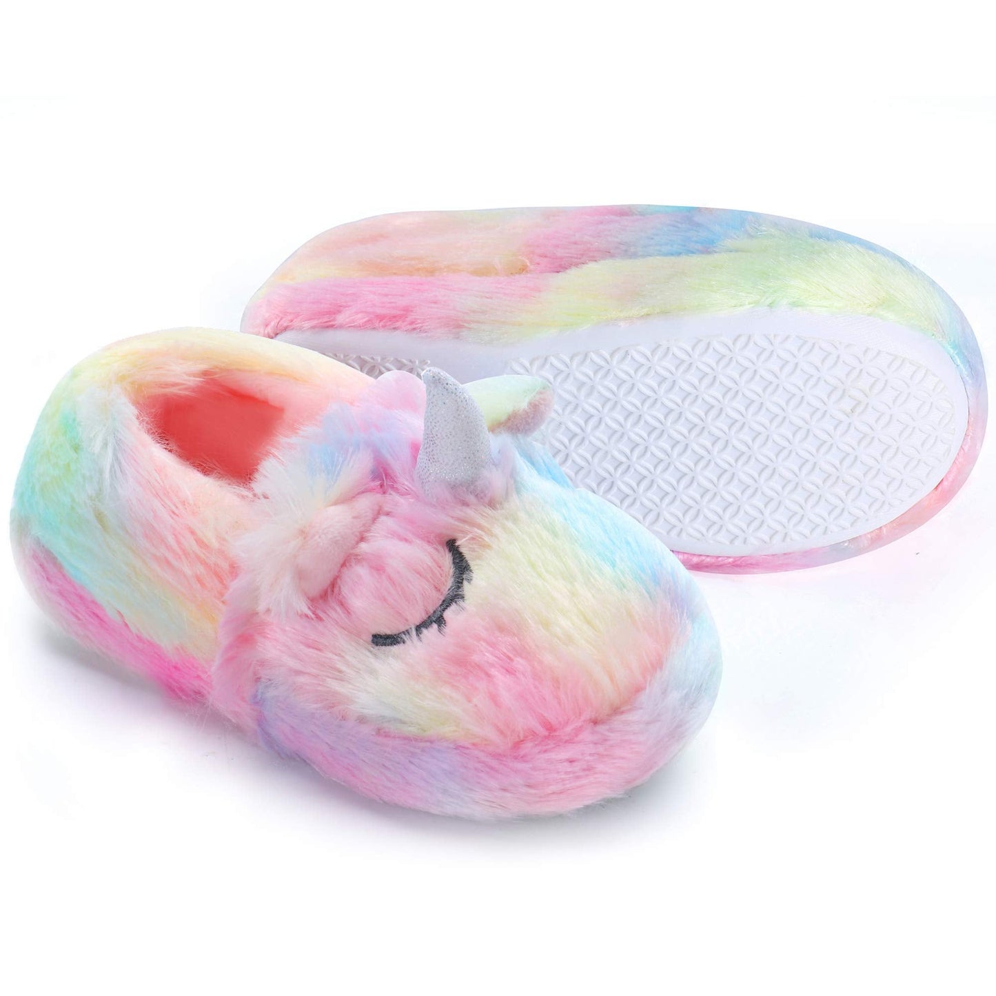 Dream Bridge Girls Boys Slippers Kids Unicorn Plush Warm Slipper Anti Slip Soft Winter House Shoes for Indoor Outdoor Activities,Pink Unicorn,8.5/9 UK Child