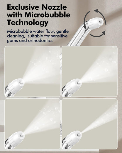 Water Flosser Teeth Pick: 300ML & LED Display 5 Modes Rechargeable Dental Flossers for Braces,Sensitive Gums, Portable Flossing for Teeth Cleaning, IPX7 Waterproof Cordless for Home Travel Use