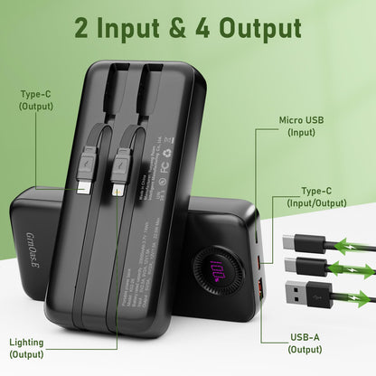 Portable Charger 20000mAh，22.5W Fast Charging Power Bank, Cell Phone Replacement Battery with 5 Output 2 Input for iPhone 16/15 Plus/15 Pro Pro Max,Samsung Galaxy,and More(1 Pack,Pearl Black)
