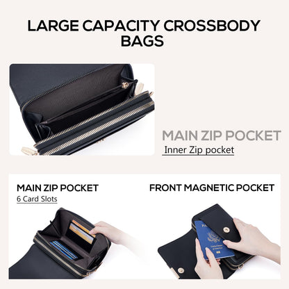 Roulens Small Crossbody Phone Bag for Women,PU Leather Mobile Phone Bags Card Holder Purse and Handbags,Shoulder Bag with Adjustable Strap