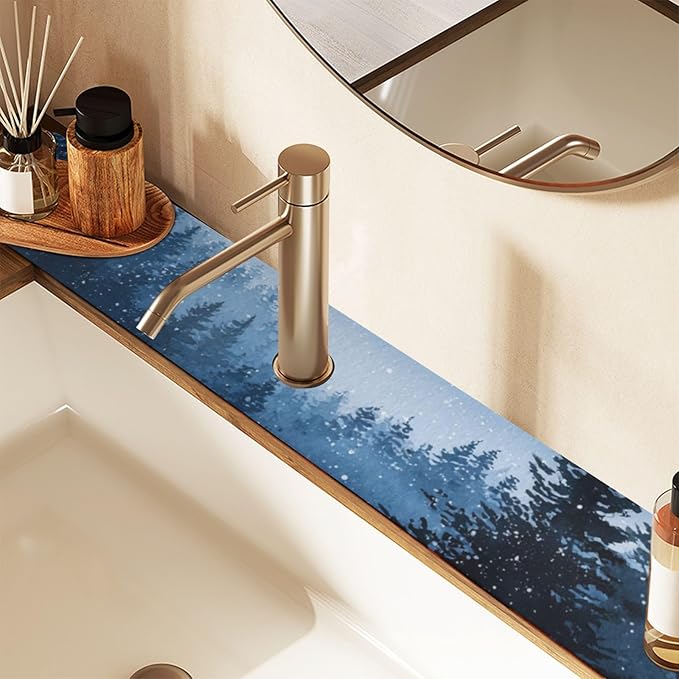 Kitchen Sink Splash Guard 2 PCS 14.7 Inch Sink Faucet Mat Splash Guard