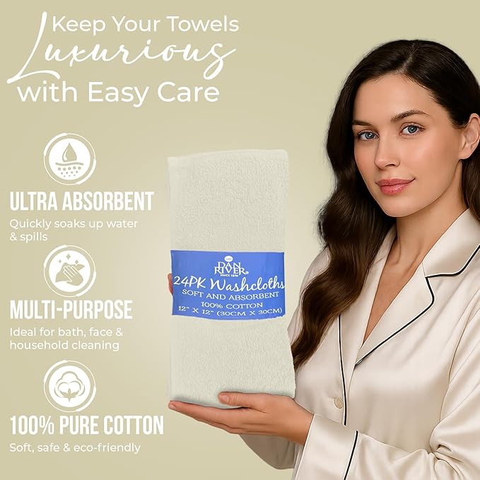 DAN RIVER 24 Pack Wash Cloths for Showering