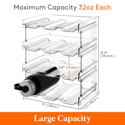 Lifewit 4 Tier Stackable Water Bottle Organizer for Cabinet, Plastic Bottle Holder Fits 12 Bottles/Tumblers up to 3.8" Diameter for Pantry/Countertop/Cupboard, 28 x 19 x 34 cm/11 × 7.5 × 13.4"
