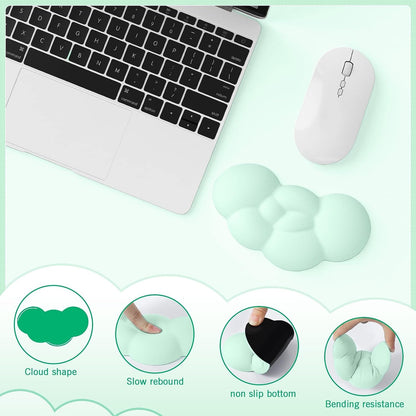ATTACK SHARK Cloud Wrist Rest Mousepad Set for Gaming Keyboard and Mouse(31.3x11.6in) XXL Large Desk Mat Gel Wrist Support,PU Soft Memory Foam,Pain Relief,Non Slip Office Supplies for PC/Laptop-Green
