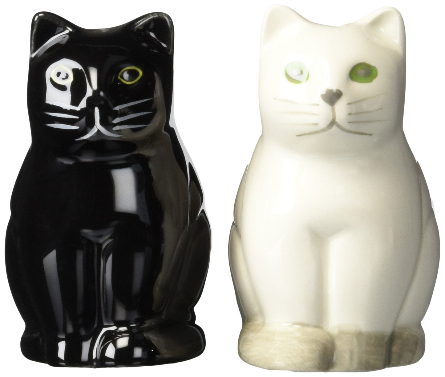 Abbott Collection Sitting Cat Salt & Pepper Shaker Set - Ceramic, Ivory/Black (3.25 inches H)