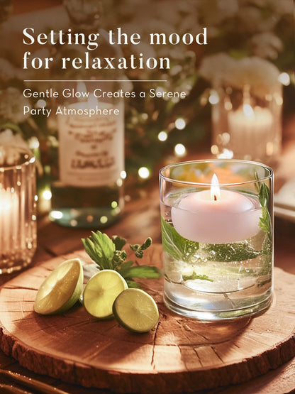 Ashlux White Floating Candles 2 inch, 24 Pack Floating Candles 5-6 Hours Long Burning, Unscented Floating Candle for Centerpieces, Wedding, Christmas Lights, Romantic Night for Her/Him Set