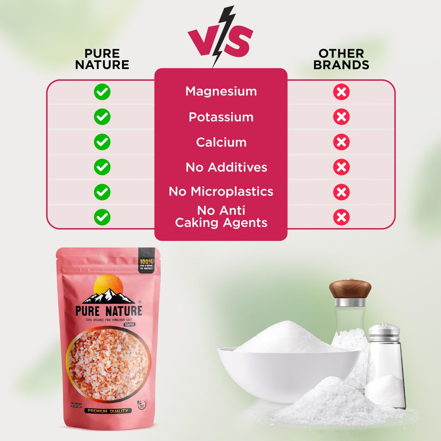 PURE NATURE Himalayan Pink Salt Coarse Grain 2 lb Natural Pink Himalayan Rock Salt for Grinder, Cooking, and Seasoning, Coarse Pink Salt Crystals from Pakistan, Non-GMO