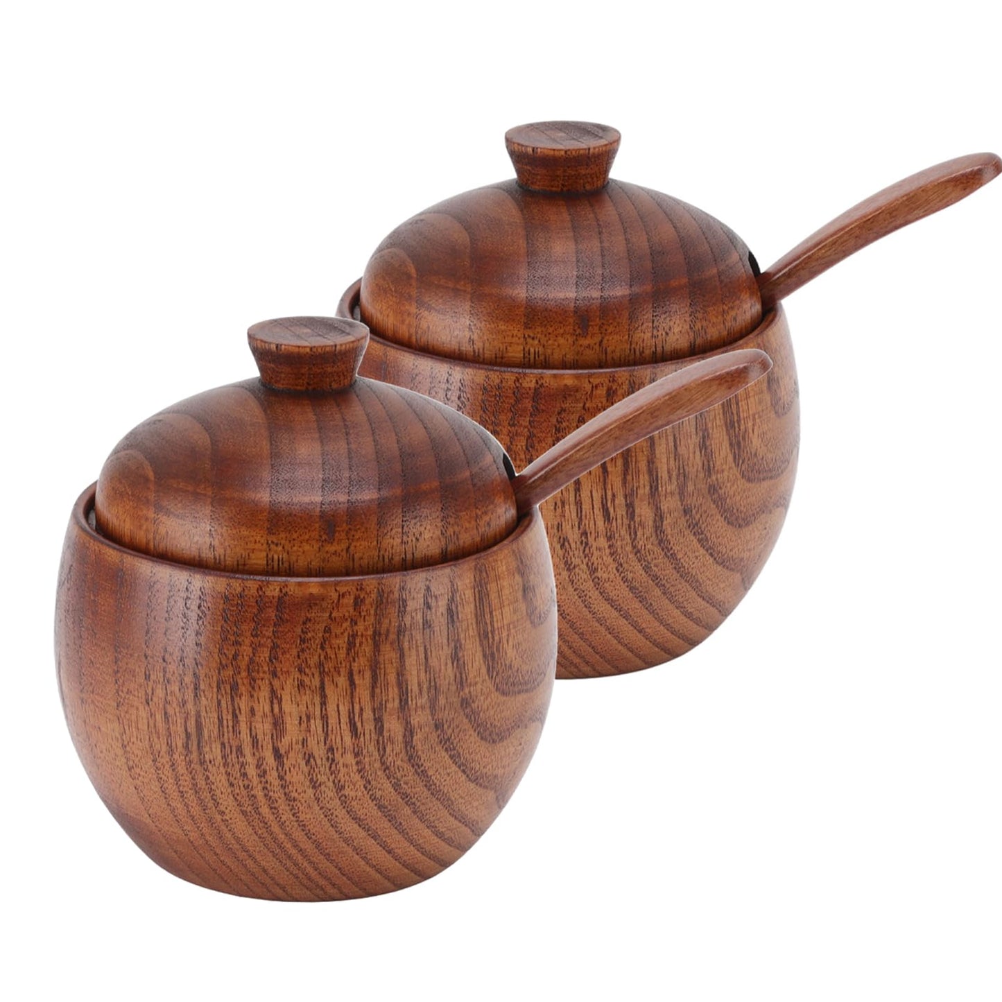 Jwthee Salt Pig, Salt Box Salt Cellar Salt Container Wood Salt Cellar with Lid and Spoon Wood Spice Jar Sugar Bowl Seasonings Storage Container for Kitchen