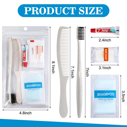 Hushee 48 Sets Personal Hygiene Kit Basic Toiletry Kit Homeless Care Package for Men Women Travel Charity Business Include Shampoo Toothbrush Toothpaste Comb and Bath(White)