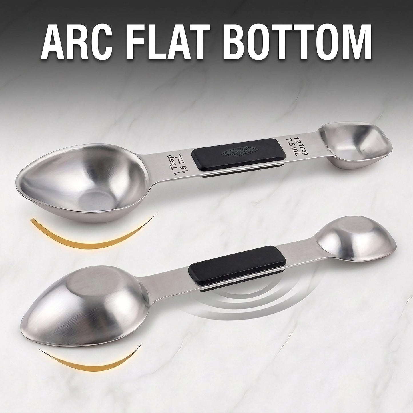 Mafier Magnetic Measuring Spoons,Stainless Steel Dual Sided Tablespoons,Extra Long Handle for Deep Jars,Heart-Shaped&Square Heads that More Easier to Excavate,Laser Markings,Non-Slip Grip(set of 5)