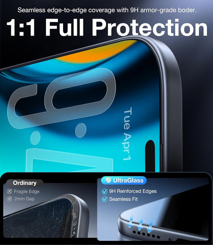 UltraGlass 9H+ Glass for iPhone 15 Pro Max Privacy Screen Protector [Invisible Privacy Armor] Screen Protector 15 Pro Max Tempered [Full Coverage & Longest Durable] 15 ProMax, 2 Pack