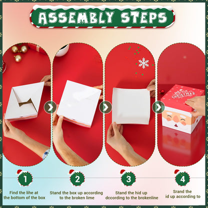Gersoniel 12 Set Christmas Stacking Boxes Christmas Nesting Gift Box with Hats Santa Claus Snowman Stackable Boxes with Lids Xmas Decorative Present Box for Party Supplies Decor