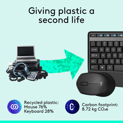Logitech MK345 Wireless Keyboard and Mouse Combo, Full-Sized Keyboard with Palm Rest, QWERTY US International Layout - Black
