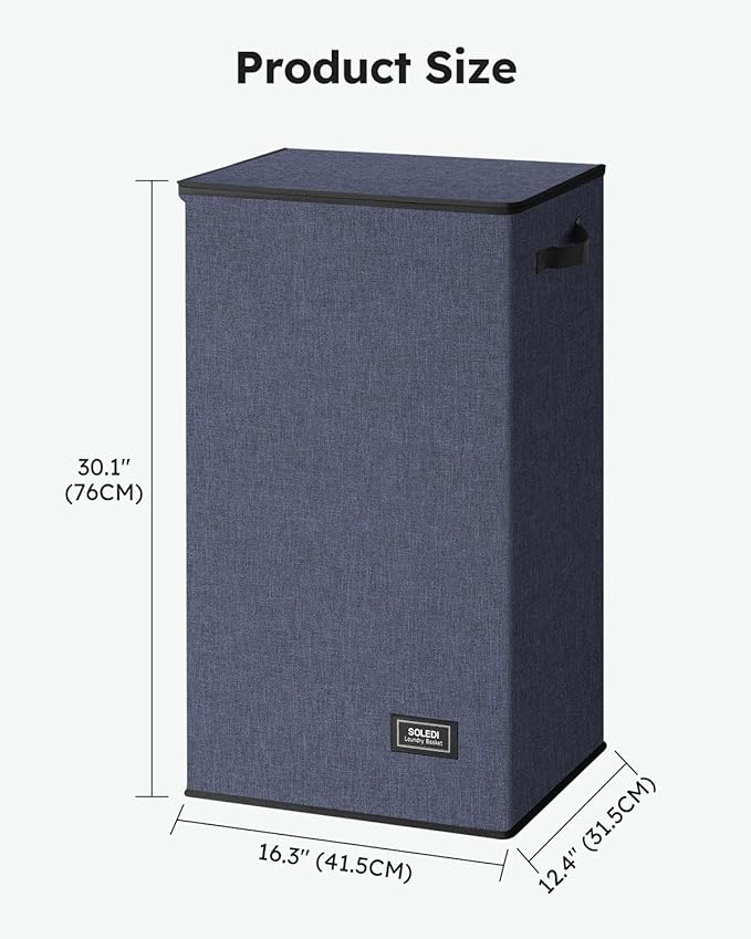 SOLEDI Laundry Hamper with Lid 100L Large & Tall Collapsible Laundry Basket