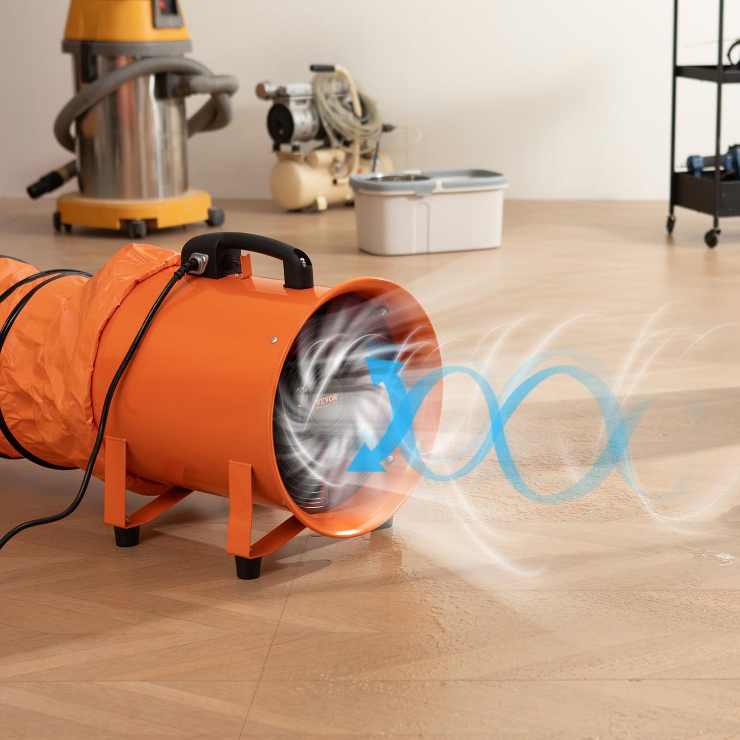 VEVOR Air Mover Blower Fan 12 Inch, 3198CFM 585W with 16.4ft Flexible Duct, Industrial Portable Ventilator Blower/Exhaust