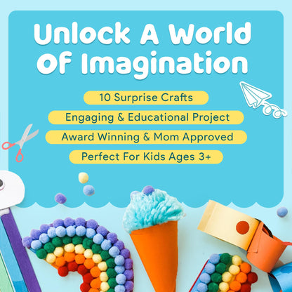 Mumaloo Craft Box for Kids - 10 Creative Arts and Crafts for Kids Ages 4-8, Fun, No Mess Educational Preschool & Homeschool Art Projects, Toddler Crafts Kit Supplies, 3 4 5 6 7 8 Year Old Girls & Boys