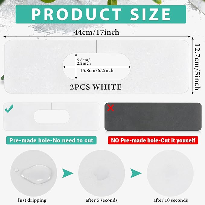 Tioncy 2 Pcs Faucet Mat Sink Splash Guard Oval-hole Oval Splash Pad