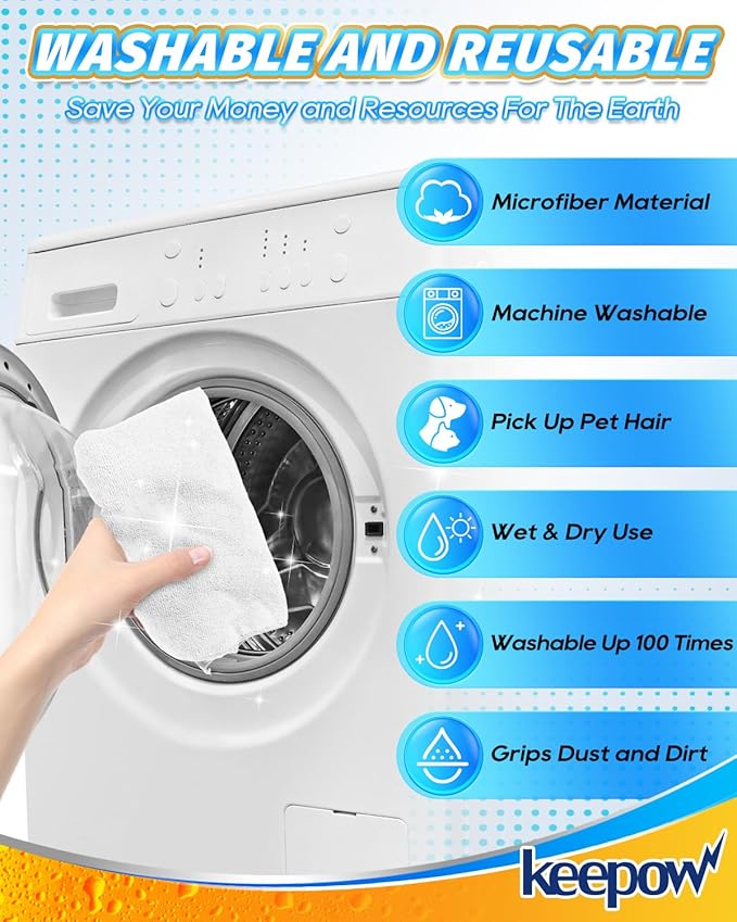 KEEPOW 8PCS Extra Large Microfiber Cleaning Cloth 30" x 20" Washable Reusable