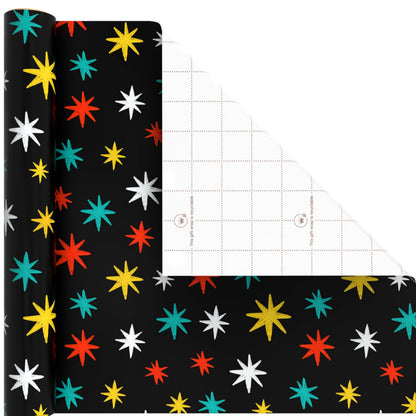 Hallmark Wrapping Paper Mini Rolls, 3-Pack (Checkered, Triangles, Starbursts) for Birthdays, Graduations, Mother's Day, Father's Day, Any Occasion - 45 Sq. Ft. Total