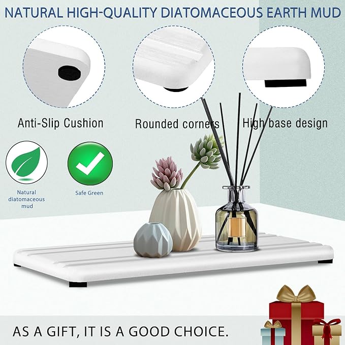 2PCS Water Absorbing Stone Tray, Quick Drying Stone Sink Tray, Water Absorbent