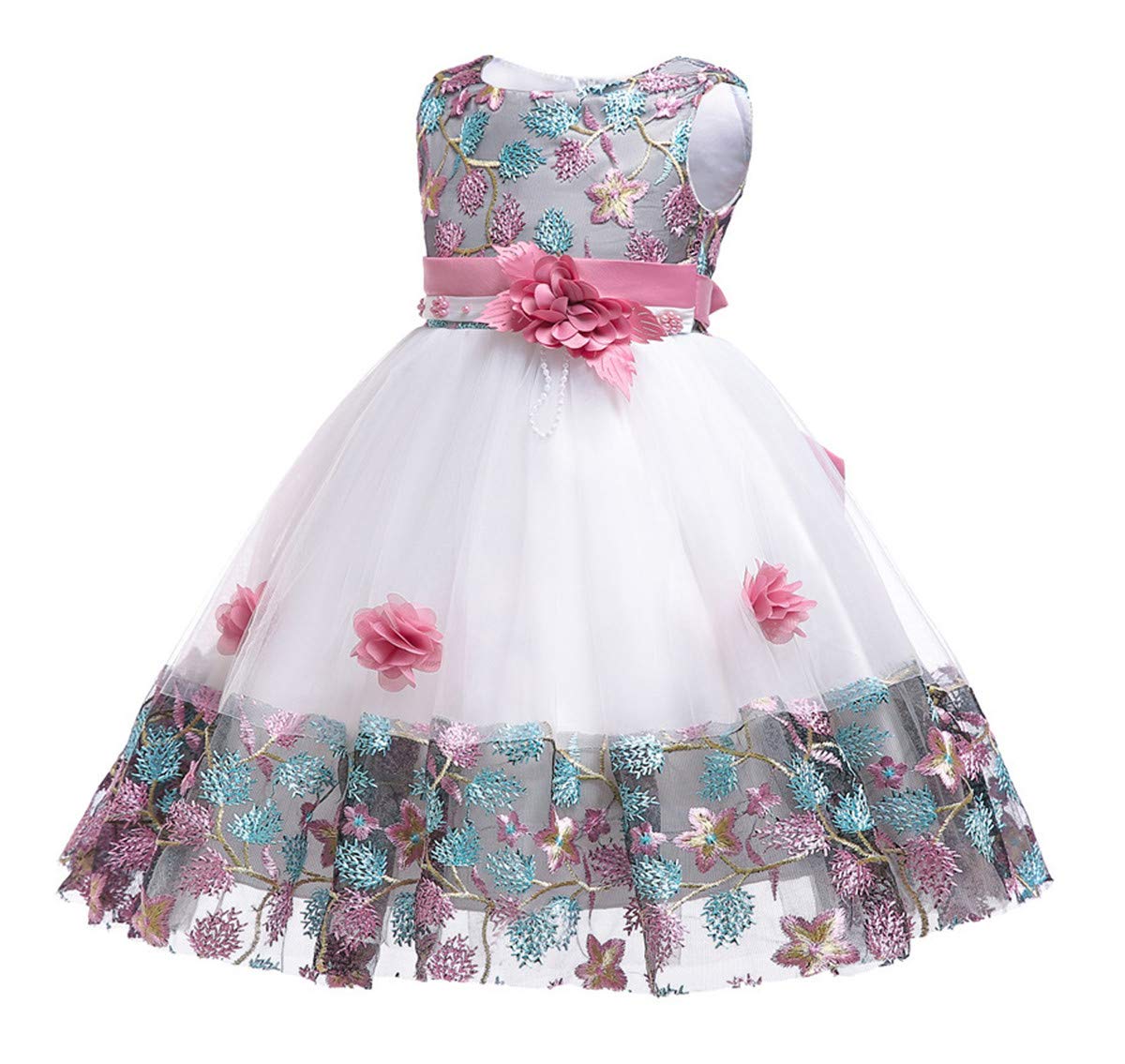 NSSMWTTC Flower Girls Dresses Frocks Child Easter Pageant Party Baby Toddler Easter A Line Dress 9M 12 Months (Pink,12M)