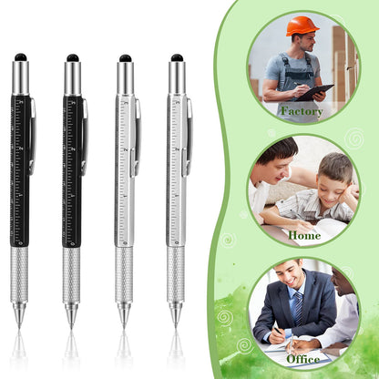 40 Pieces Multi-tool 6 in 1 Ballpoint Pen Multi-function Screwdriver Pen with Ruler Level Gauge and 40 Pieces Black Ink Refills Men Father Teacher Gifts for Father Day