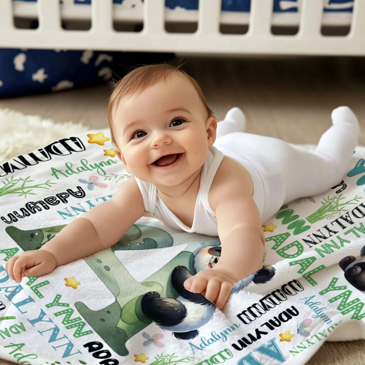 Custom Panda Blanket,Personalized Panda Gifts,Soft Flannel Throw for Bed Sofa,Lightweight,40 x 30in