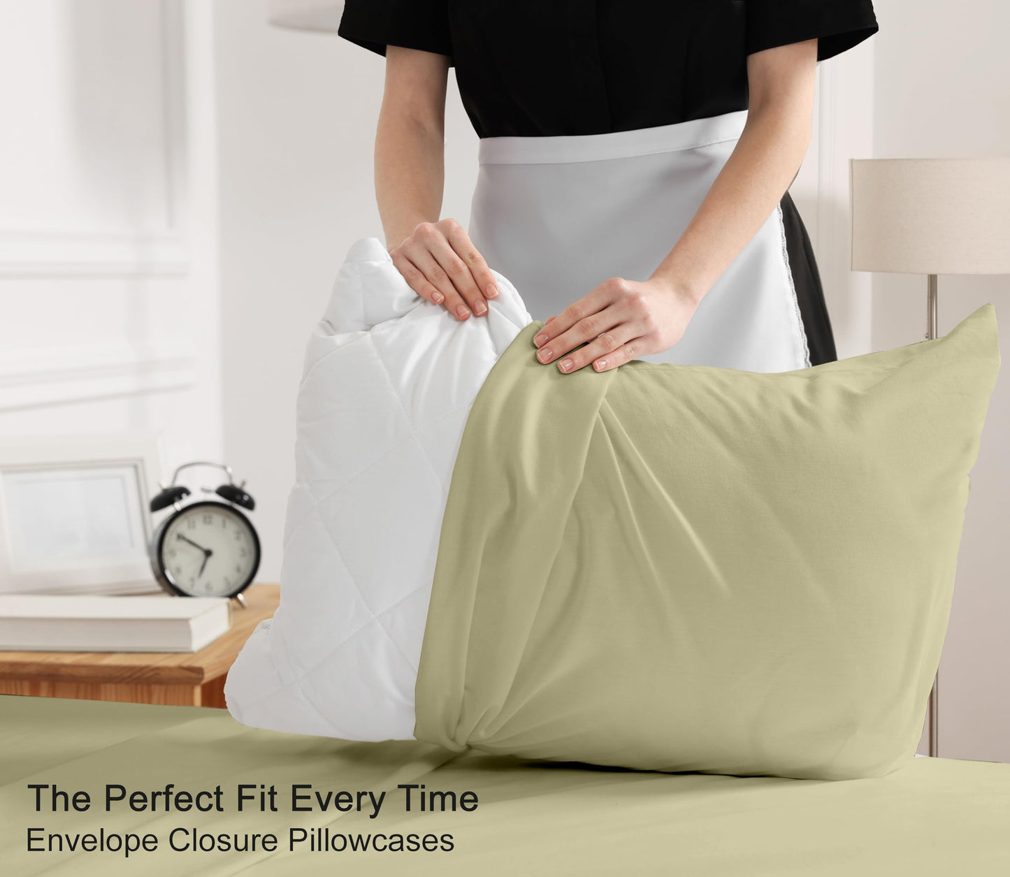 RUVANTI 100% Cotton Percale Sheets Full Size, Sage Green