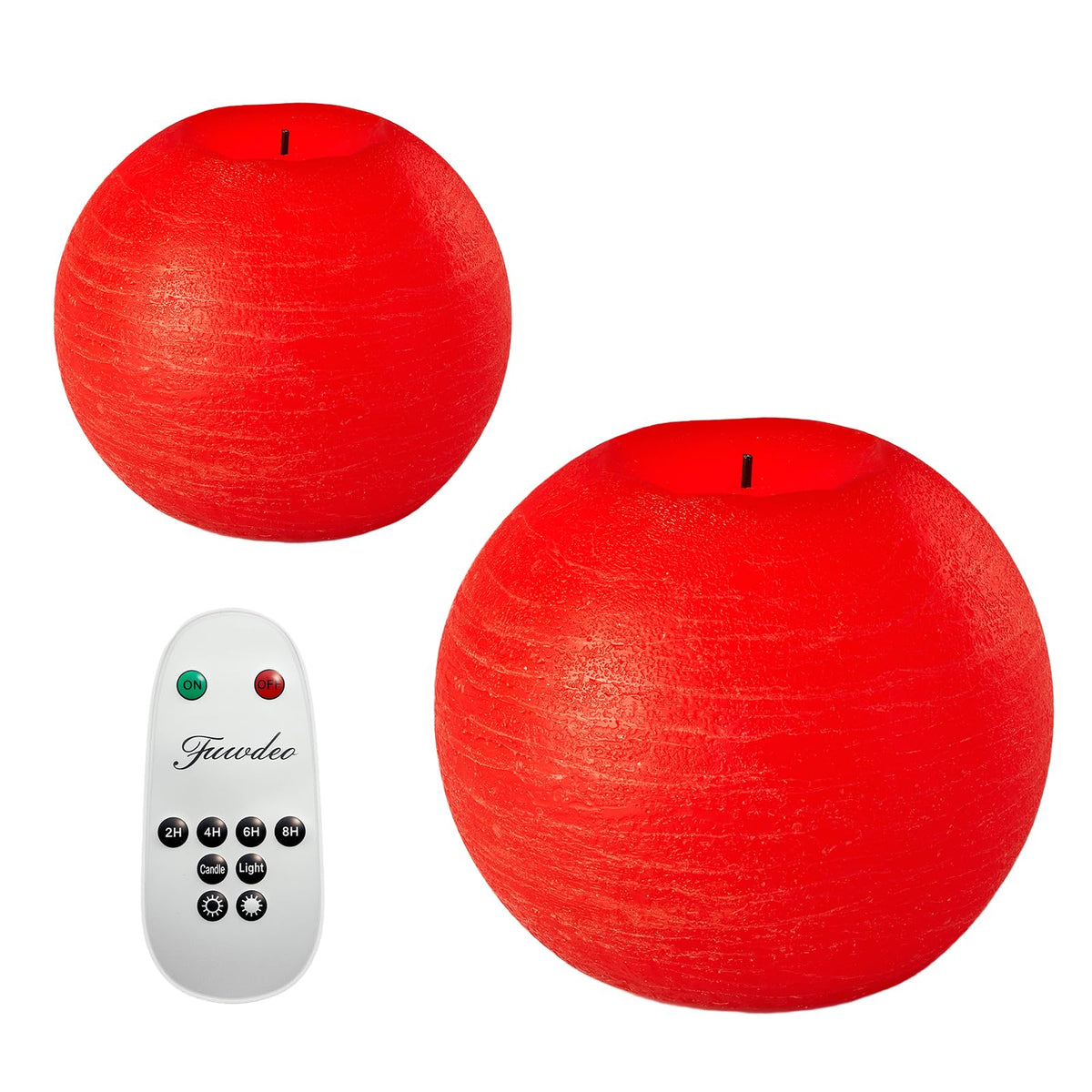 FUWDEO Flameless Candles with Remote & Timer,4" H LED Battery Operated Round Candle 2 Pack,Real Wax Christmas Candle Lights Flickering for Christmas Gift Wedding Home Decor (Red)