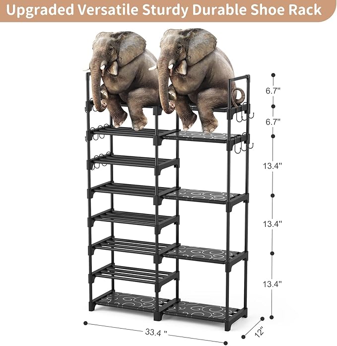 ROJASOP Shoe Rack Organizer, 8-Tier Metal Shoe Rack