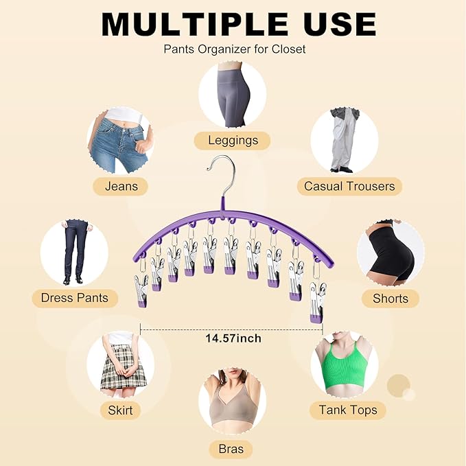 Legging Organizer for Closet, Metal Yoga Pants Hanger w/Rubber Coated 1 Pack
