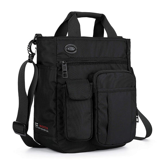 AlwaySky Nylon Crossbody Messenger Bag, Multifunctional Shoulder Bag, Laptop Bag for Men and Women Sport Travel Business (Black)
