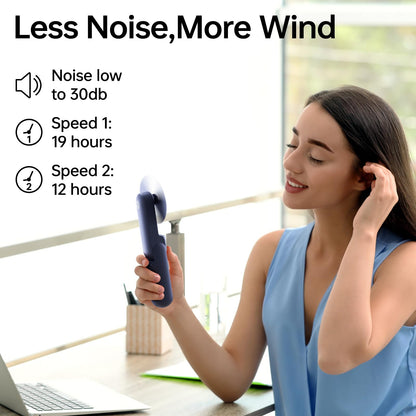 JISULIFE Portable Handheld Fan, Mini Personal 3-In-1 with Power Bank&Flashlight, 12-19 Hrs USB Rechargeable Battery Pocket Fan for Travel/Summer/Vacation/Concert, Essential Gifts for Men/Women-Blue