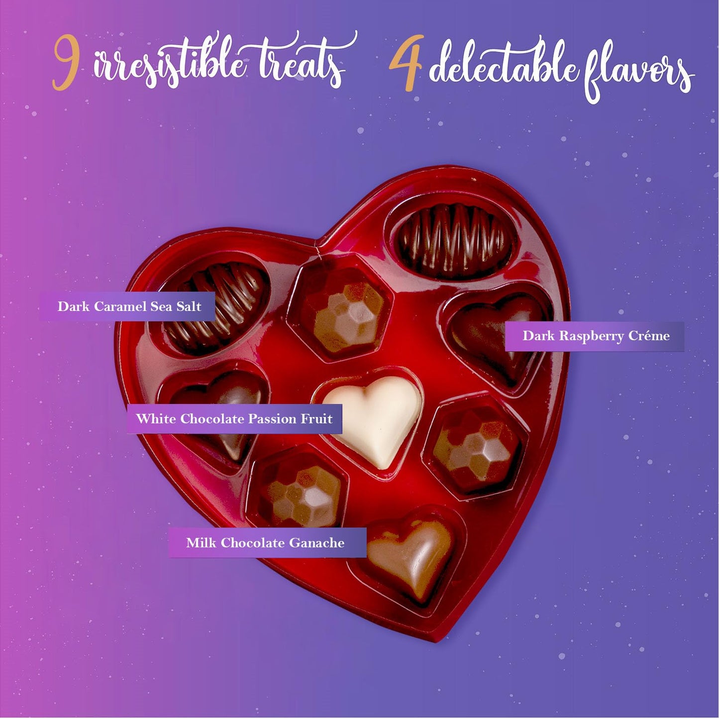 Valentines Chocolate Candy, Valentines Day Assorted Gourmet Belgian Heart Chocolate Truffles, Gifts for Him and Her in Elegant Red Heart Gift Box. Milk, Dark, Strawberry, 6 Flavors with 24 Treats